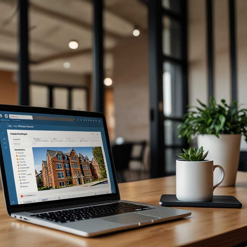 Leasing manager reviewing multi-building showing schedule on a laptop