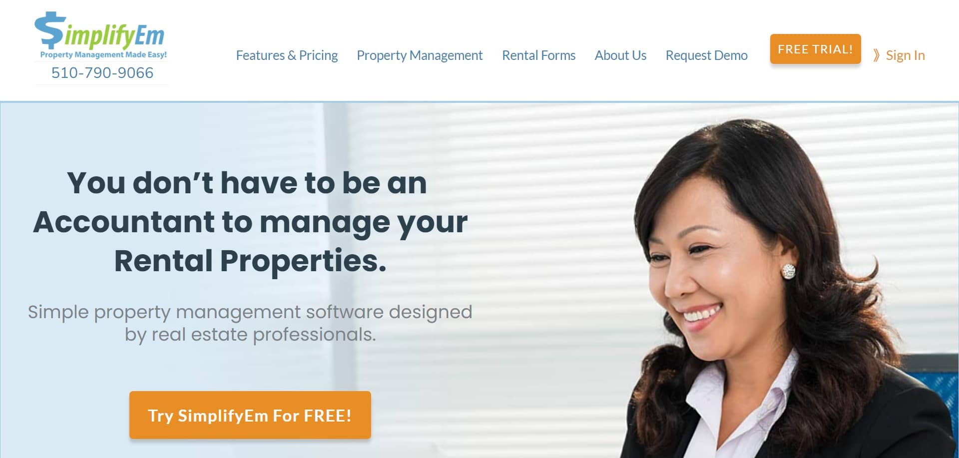 Simplifyem property management dashboard showing accounting features and tenant payment processing interface